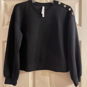 Tahari Black Button-Shoulder Short Top S/P